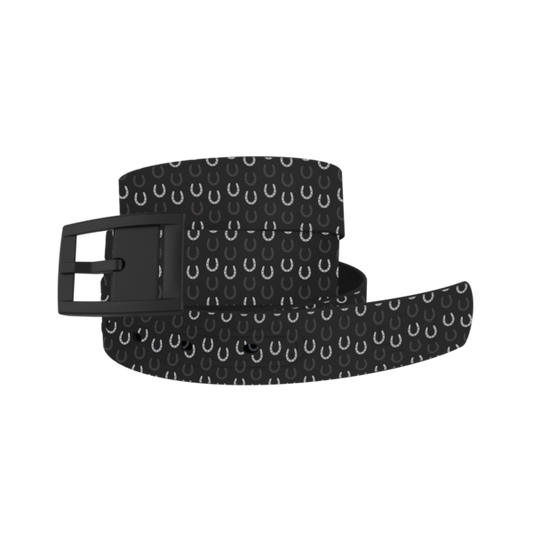Black Horseshoes Belt with Black Buckle Combo