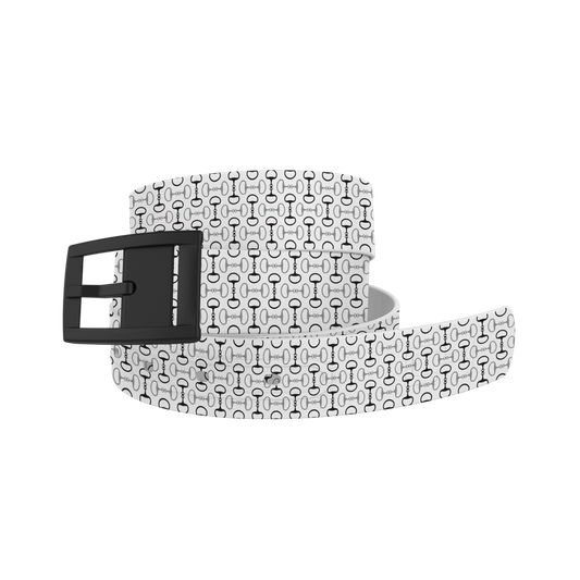 Bits White Belt with Black Buckle