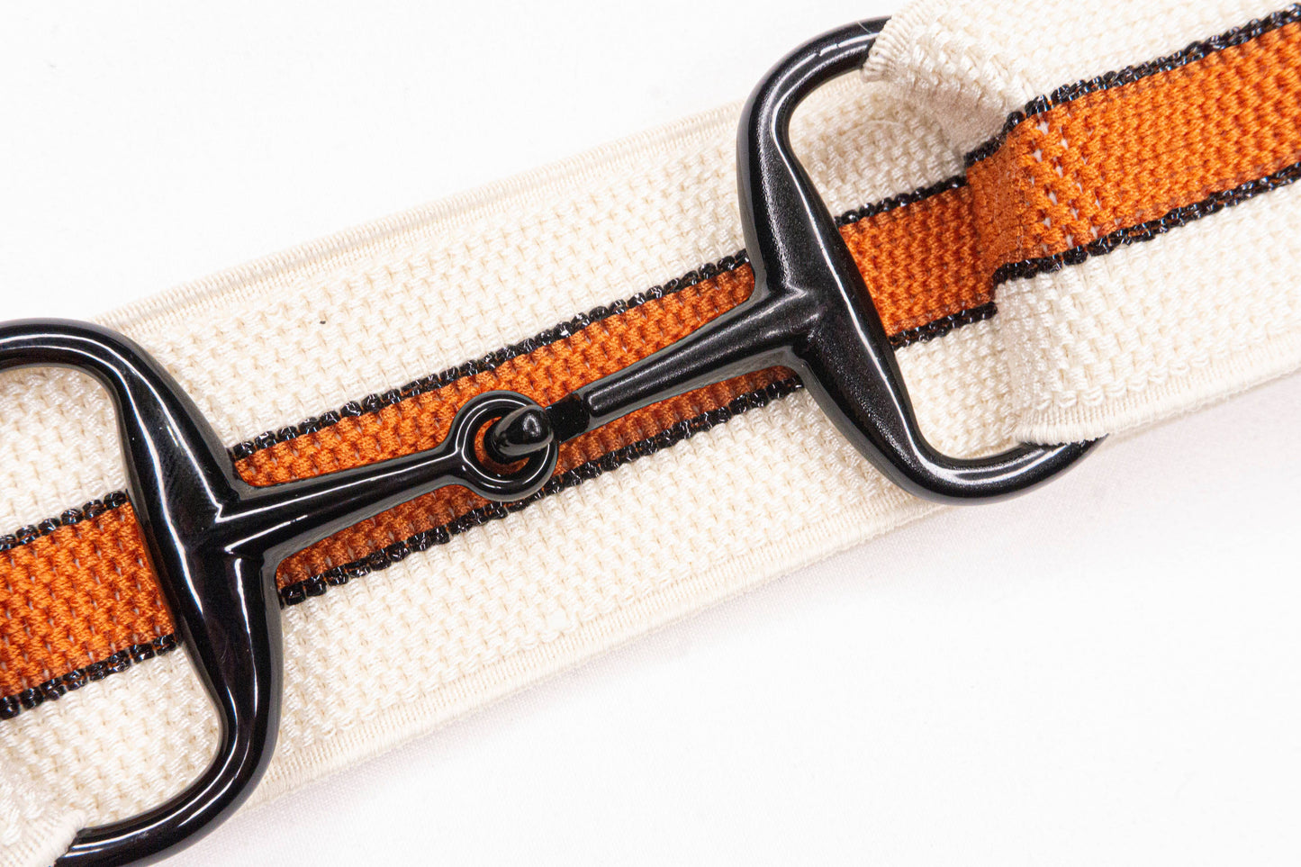 Bourbon Stripes - 1.5" Black Snaffle Elastic Belt