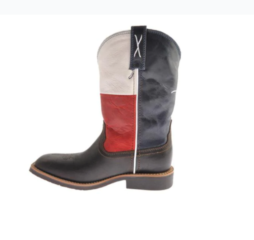 Children's Twisted X Boots YCW0007 Chocolate/Texas Flag Leather*